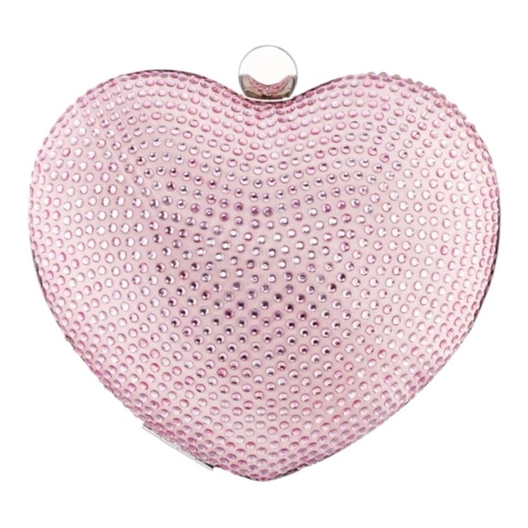 Nina - Amorie LIGHT PINK CRYSTAL HEART-SHAPED MINAUDIERE - Picture 1 of 4